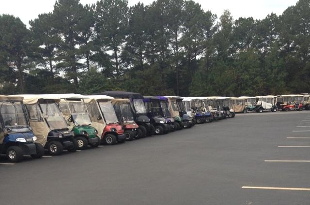 Golfcarts parked outside of McIntosh