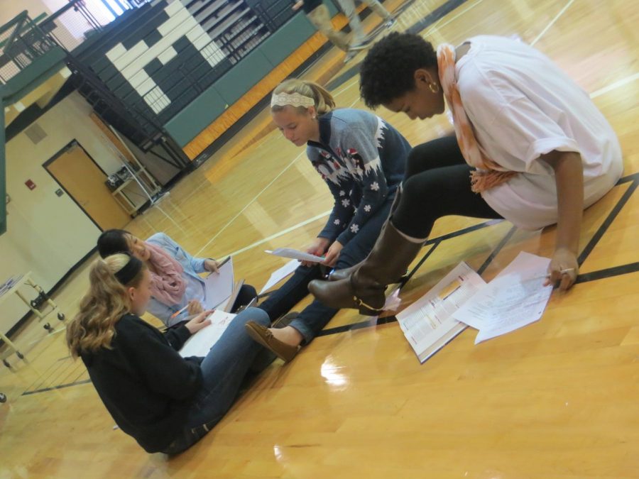 Freshmen study for their physical education exam