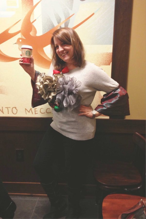 Chorus teacher Mrs. Potter wears her crazy christmas sweater