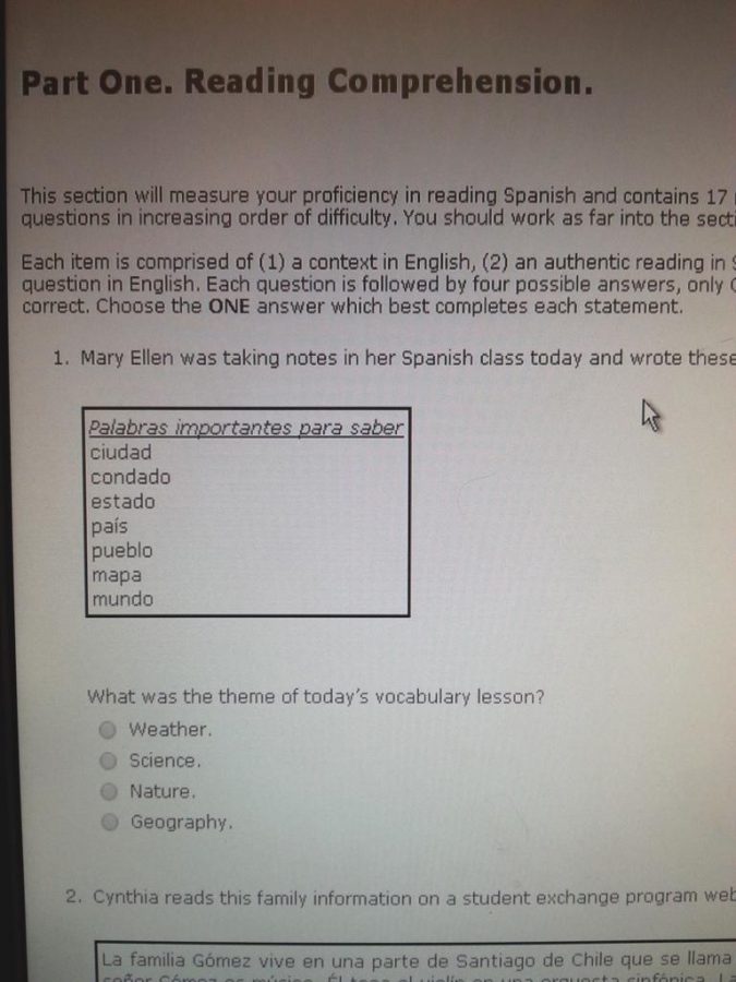 Screenshot of National Foreign Language exam. 