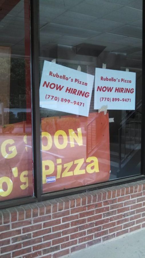 Rubello's Pizza announcement banner. 