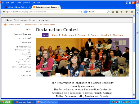 The Clemson Declamation contest begins October 18 and McIntosh is beginning preparations for the contest.