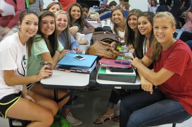 Spanish club members at the first meeting. 