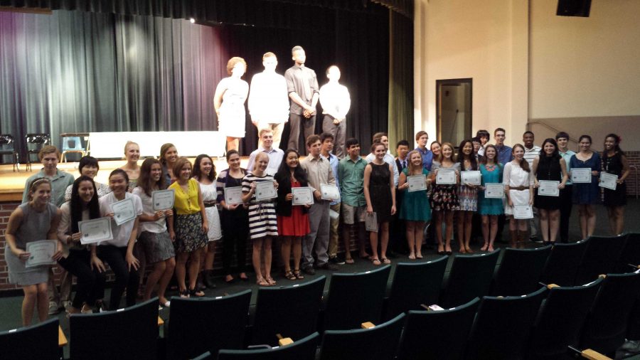 New members and officers participate in MHSs inaugural induction of Mu Alpha Theta. 