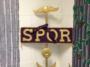 SPQR sign in Mrs. Byrant's room.  