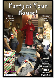 advertisement for the party at Sams Auditorium