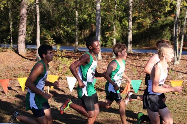 Senior Johnny Vargas, sophomore Kyle Ewers and freshman Vladimir Zander-Velloso compete in the JV regional race.