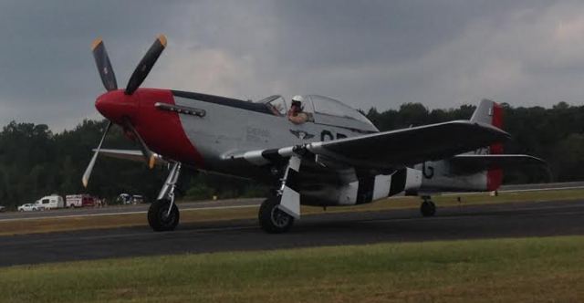 A P-51 taxies to the runway at the Great Georgia Airshow. Over 5,000 spectators watched the P-51 during the event.