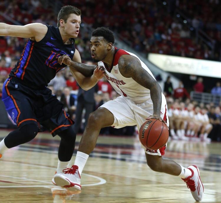 North Carolina States Trevor Lacey drives past the defense in one of his teams opening games this season.