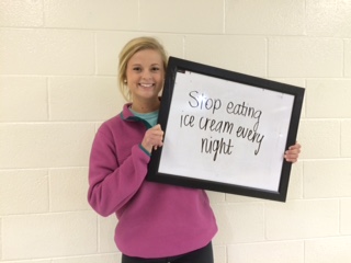 Senior Cecily Hartman shows off her goal for the year.