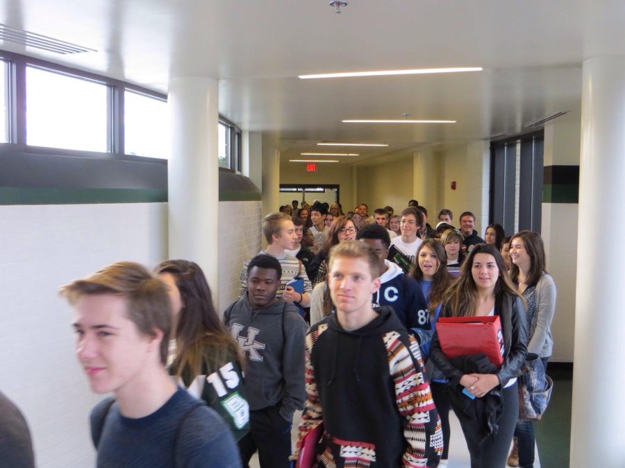Seniors of 2015 are the first class to march through the new walkway on Jan. 7.