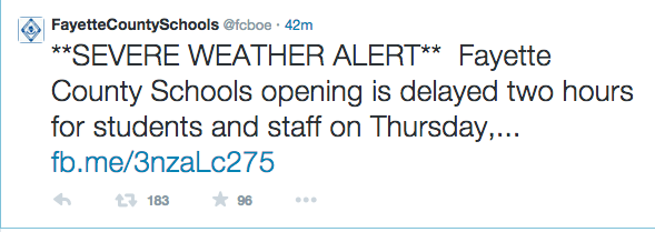 School opening delayed two hours for Thursday, Feb. 26