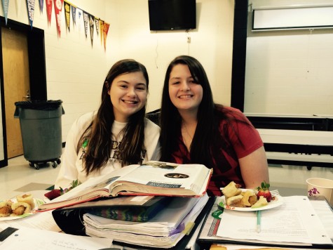 Students Abby Giordano and Abby Leedy partake in the festivities.  