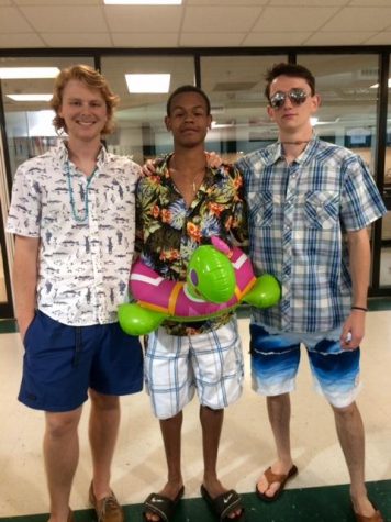 Seniors Barrett Bornhoffen, Justin Brown,  and Brandon Bernard getting pumped for break