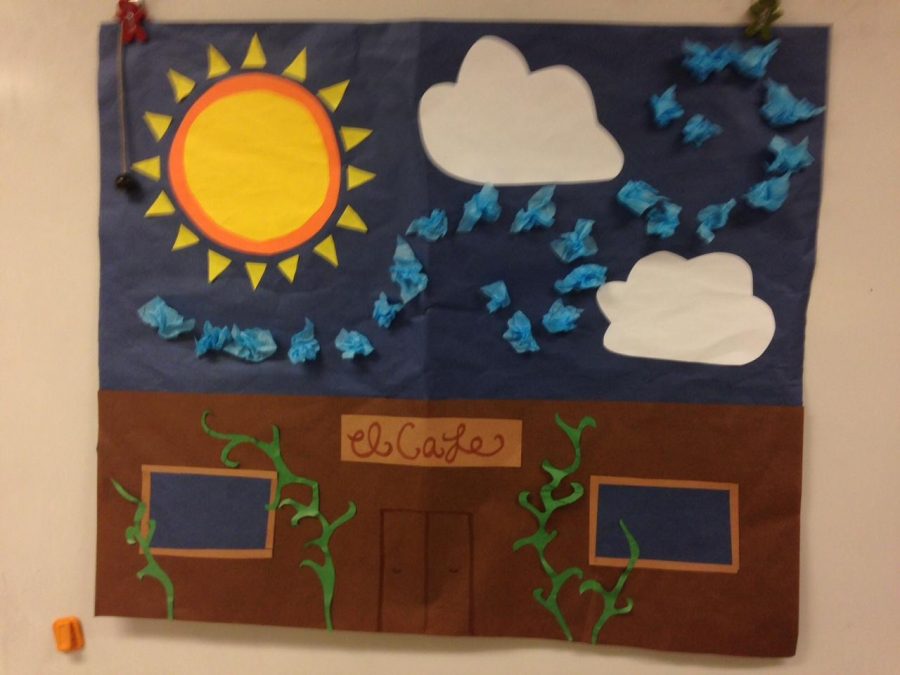 Students created backgrounds to go with their skits.