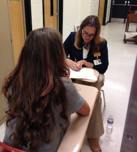 Sophomore Taylor Malasek interviews with Spanish teacher Theresa Togneri.