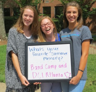 Seniors Katie Luedecke, Grace Davis and Natalie Johnson enjoyed going to band camp and visiting the DCI competition. 
