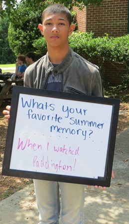 Junior, Jacob Alter enjoyed watching "Paddington" at band camp.