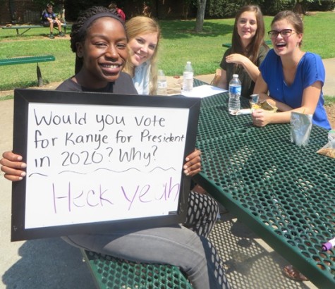 Seniors, Ngozi Chukwueke, Emily Bishop, Kaleigh Bishop, Kayla Wetmore and Alyssa Venn all agree they would vote for Kanye!