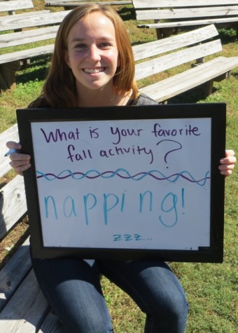 Senior Rachel Anders enjoys napping during the Fall season.