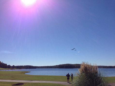 The Blue Angels practice Friday over Lake Peachtree.