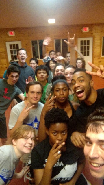 Chorus+students+take+group+selfie+while+spending+quality+time+together.