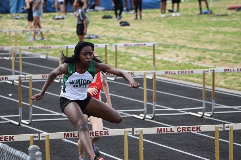 Senior Ngozi Chukwueke placed second in the 100 meter hurdles with a time of 16.75 seconds.