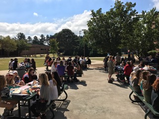 Students celebrate safari day during lunchtime.