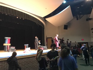 The cast of "Women of Lockerby" receive congratulations from their friends and families.