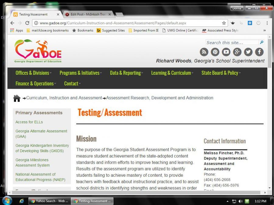 The Georgia Department of Education website is home to a page dedicated to explaining the purpose of testing.