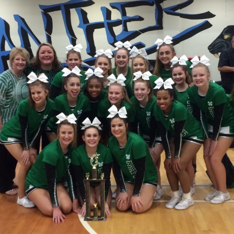 The 2016-17 McIntosh competition cheer team wins first at Starrs Mill competition last season.