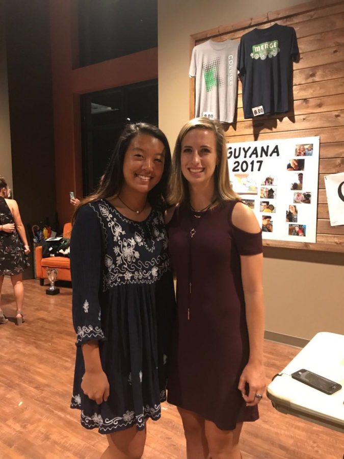 Sophomore Stephanie Yi and senior Taylor Malasek attend the banquet. 