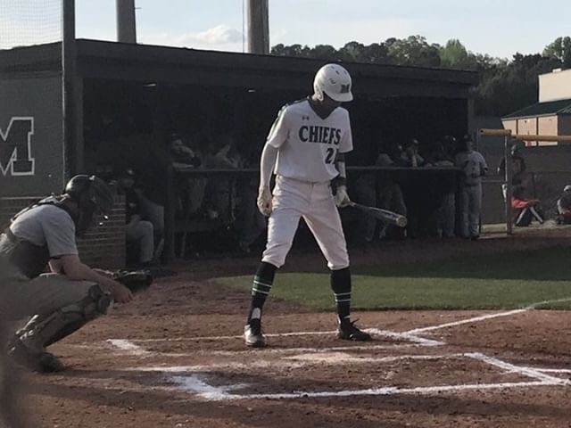 Senior Andrew Pinckney goes up to bat against Griffin. 