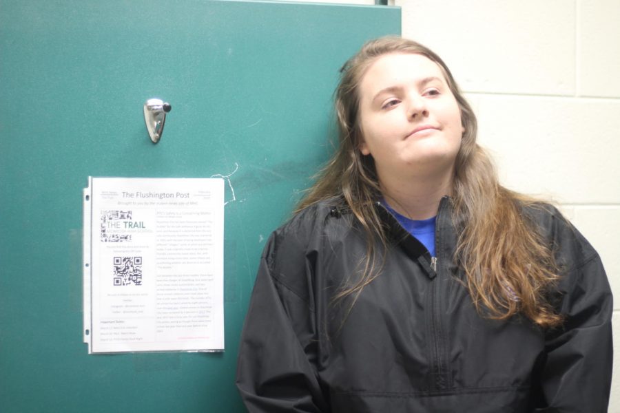 Senior Alissa Dannehl displays her contribution to the school newspaper: The Flushington Post.