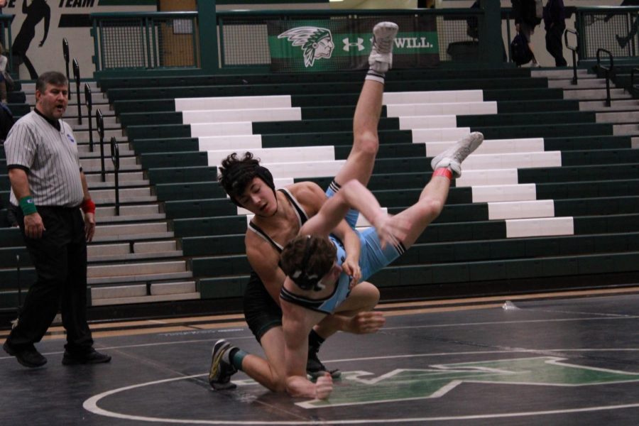 Gavin Proffitt competing during a match against at Starrs Mill wrestler 

Photo taken by Grant White 