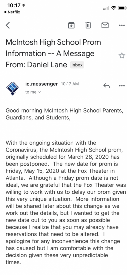 UPDATE: McIntosh Prom Rescheduled for May 15 Due to School Closure