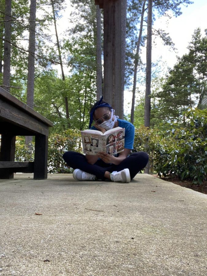 One of the only ways to past time for me nowadays is to read. I enjoy reading a lot, but now I have become tired by sitting inside. It feels good to be outside surrounded by nature. However, I still like to take precaution by wearing my mask said Jordyn Mobley (10).