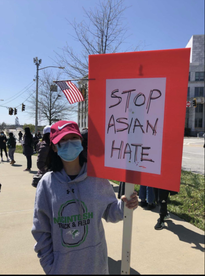 Lynn-Ann Koh attend a Stop Asian Hate Rally at the Georgia Capitol. 