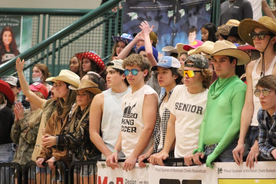 Pictured above is the student section during a game against Northgate high school. The theme for this game was western. 
Photo by Tracy Guo 