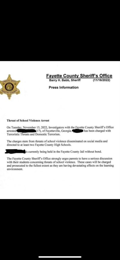 Press release on Nov.16 from Fayette County Sheriffs Office.