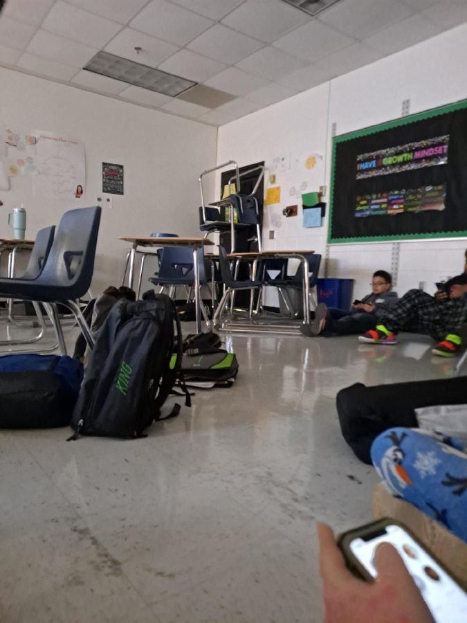 Students used desks to barricade the doors during the active lockdown.