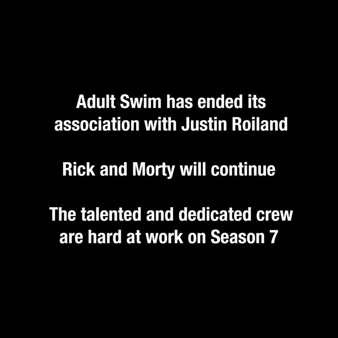 Screenshot of the Jan. 24 statement that appeared on the official Rick and Morty Twitter account.