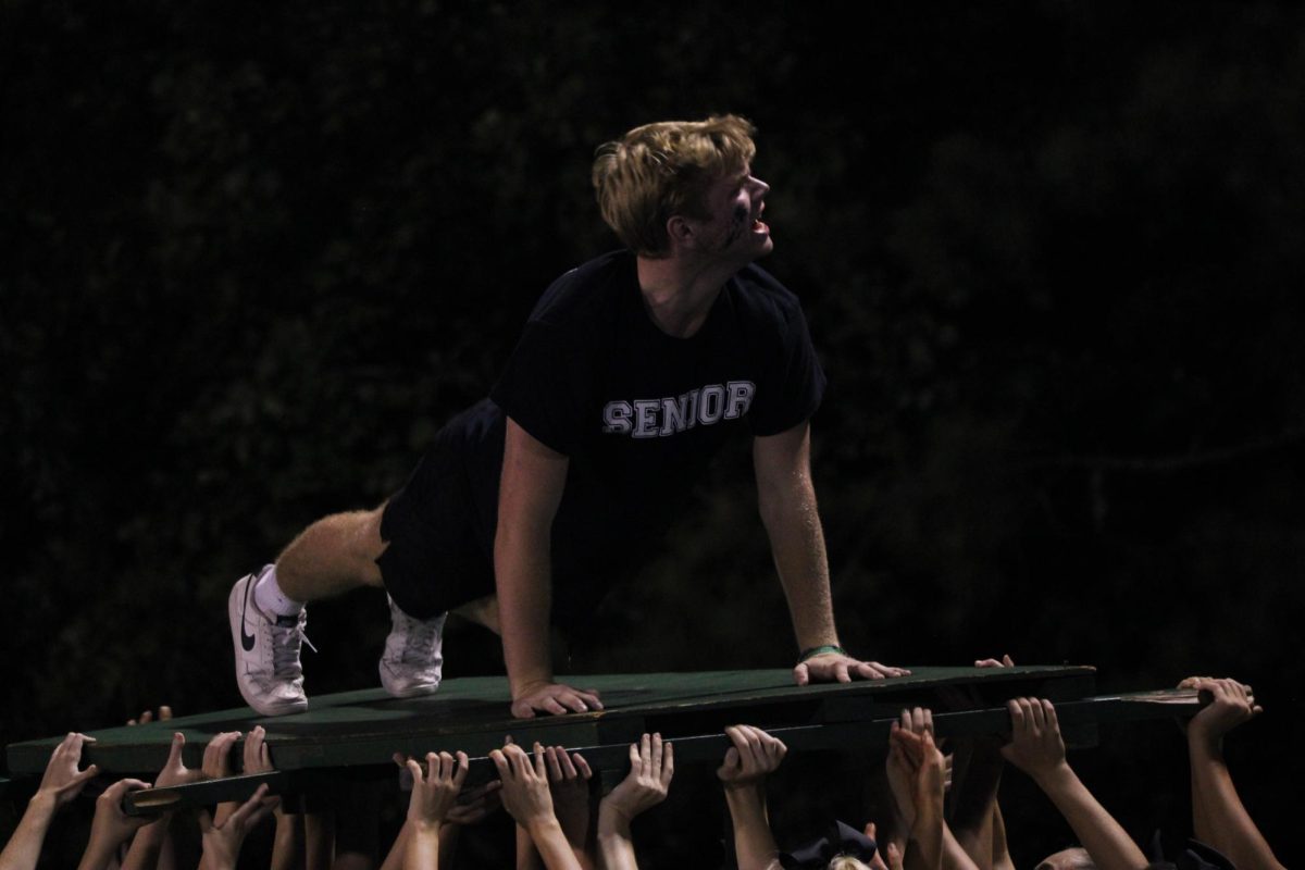 Senior Ty Beck ran down from the student section to do a pushup for each point the Chiefs received after each touchdown and field goal they scored.