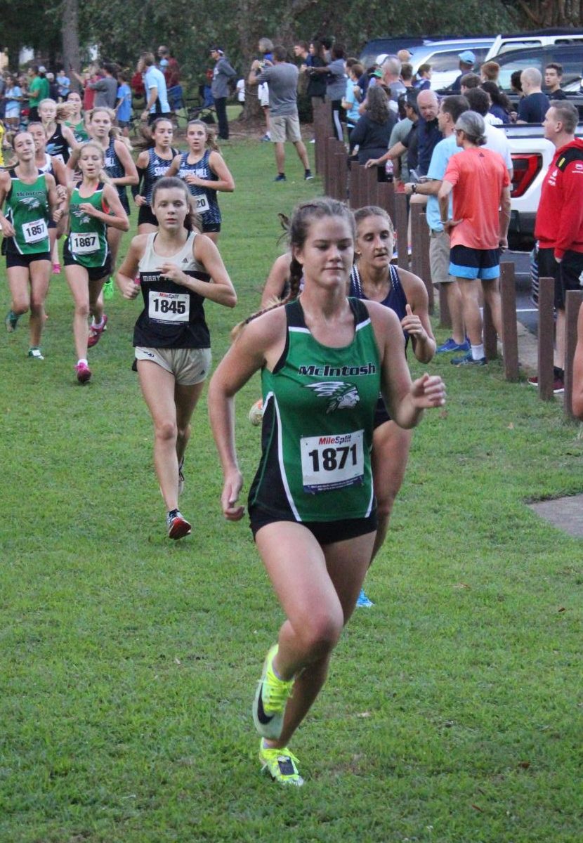 Noelle Sullivan at the Sept. 2, 2023 AT&T Starrs Mill Panther Meet at
Heritage Christian Church in Fayetteville, GA. Sullivan finished thirty-second with a time of 20:20.20. 