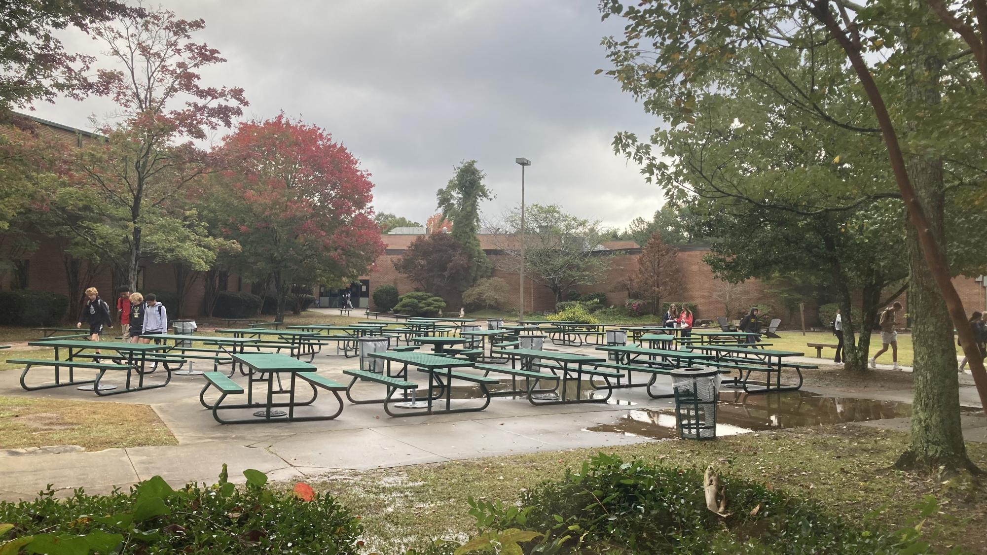 The McIntosh courtyard between a class change as of Friday Oct. 20