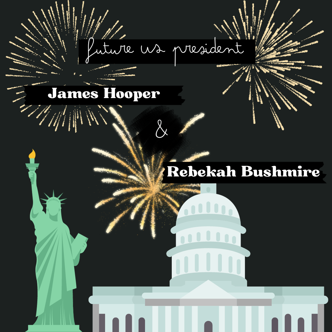 Future US president senior superlative announcement graphic created in Canva by August Moss.