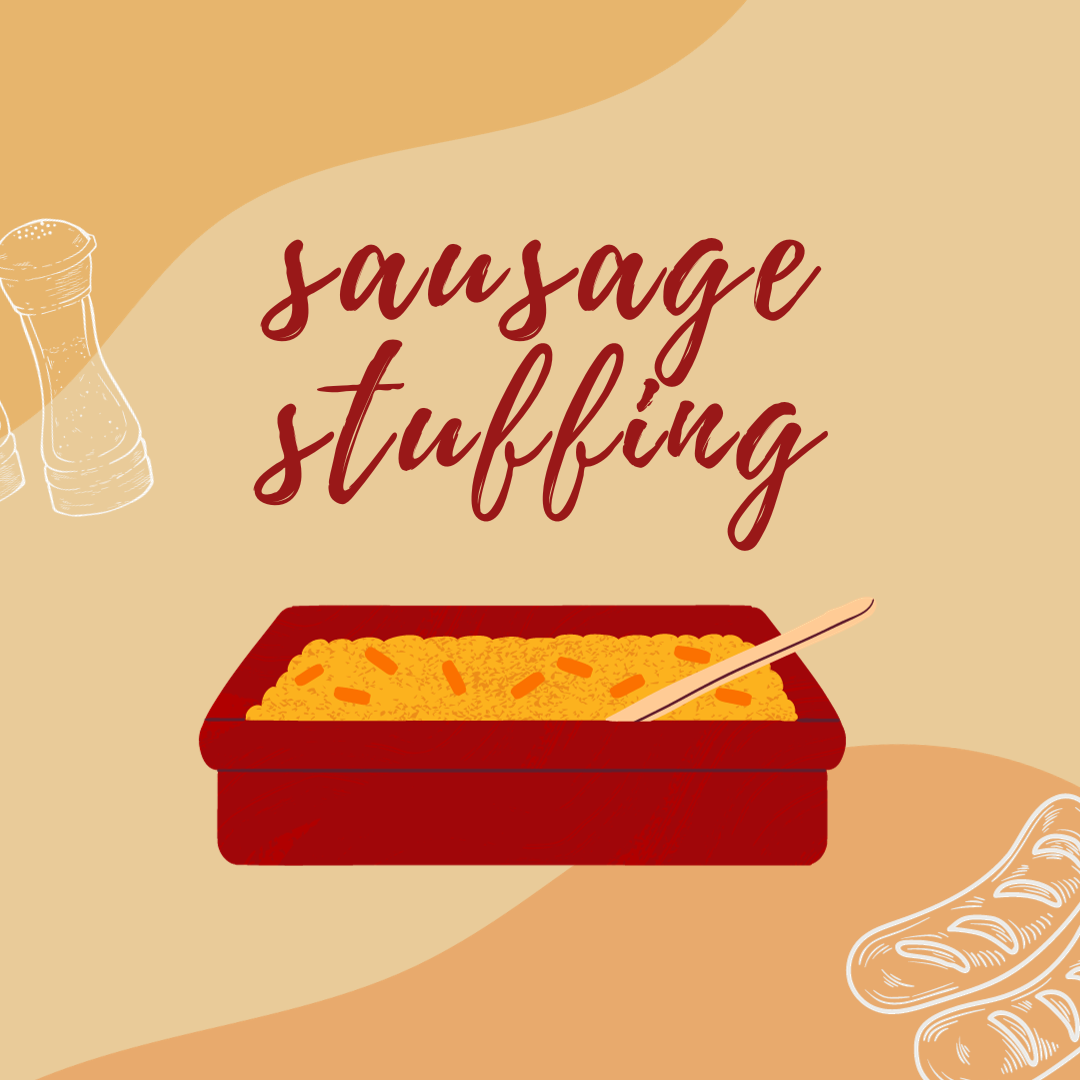 Sausage stuffing graphic created by Lulu Vitulo using Canva.