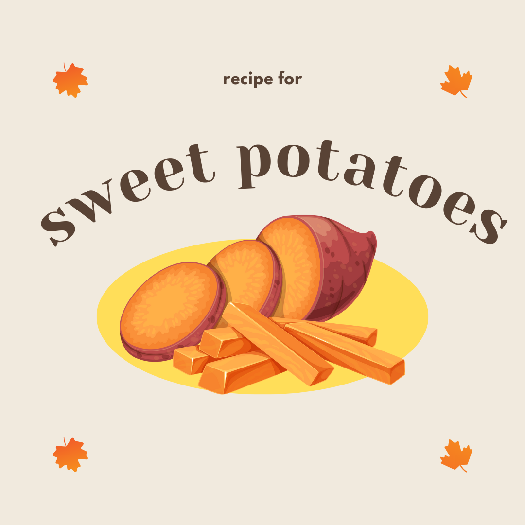 Sweet potatoes recipe graphic created by Lulu Vitulo using Canva.