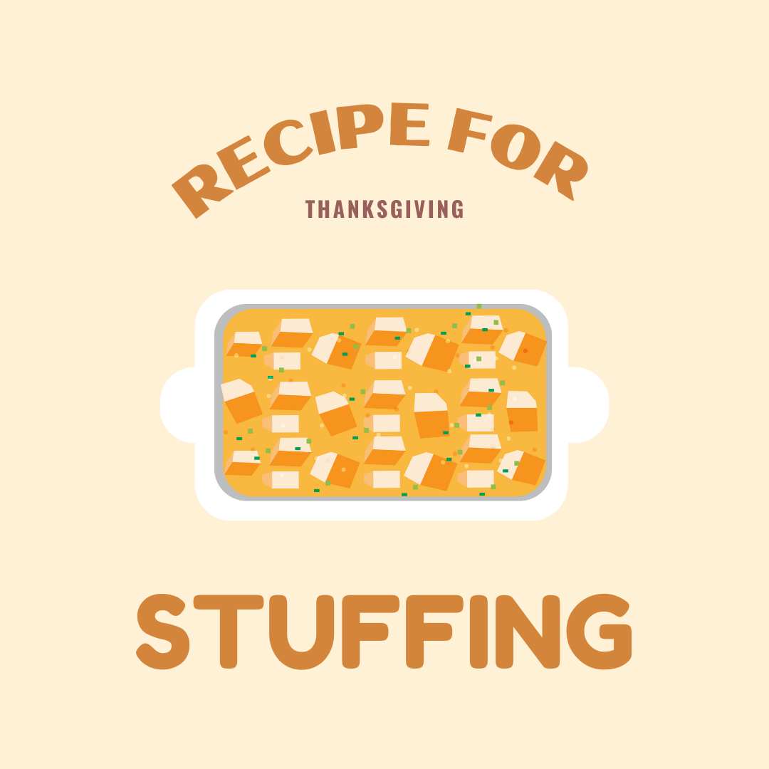 Stuffing recipe graphic created by Lulu Vitulo using Canva.