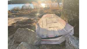 Image of a oosterschelde boat drawing on Spyglass island in Peachtree city. Photo and illustration by Savannah Hayes 